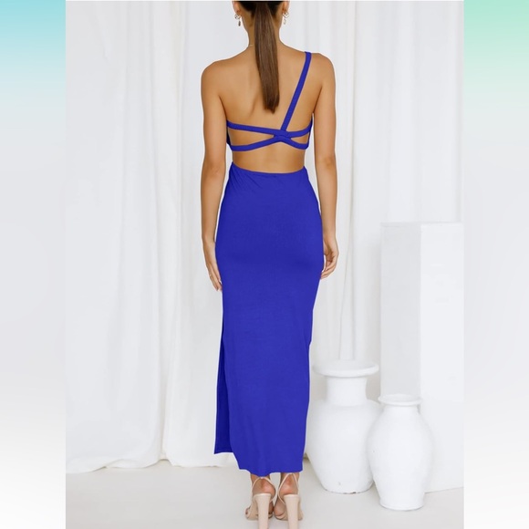 NWT One Shoulder Sleeveless Cutout Maxi/Bodycon Dress - Picture 2 of 7
